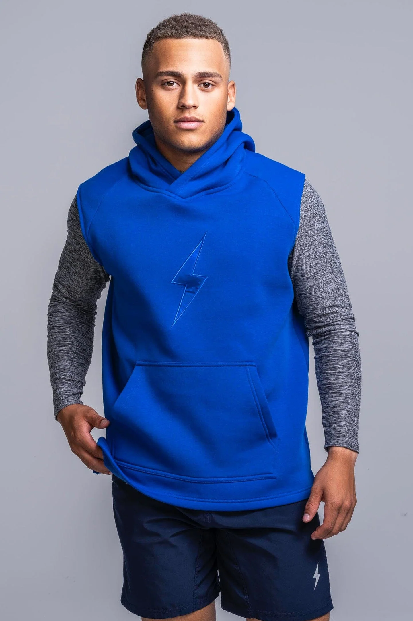BOLT Sleeveless Hoodie - Royal/Royal Bolt - Image 3