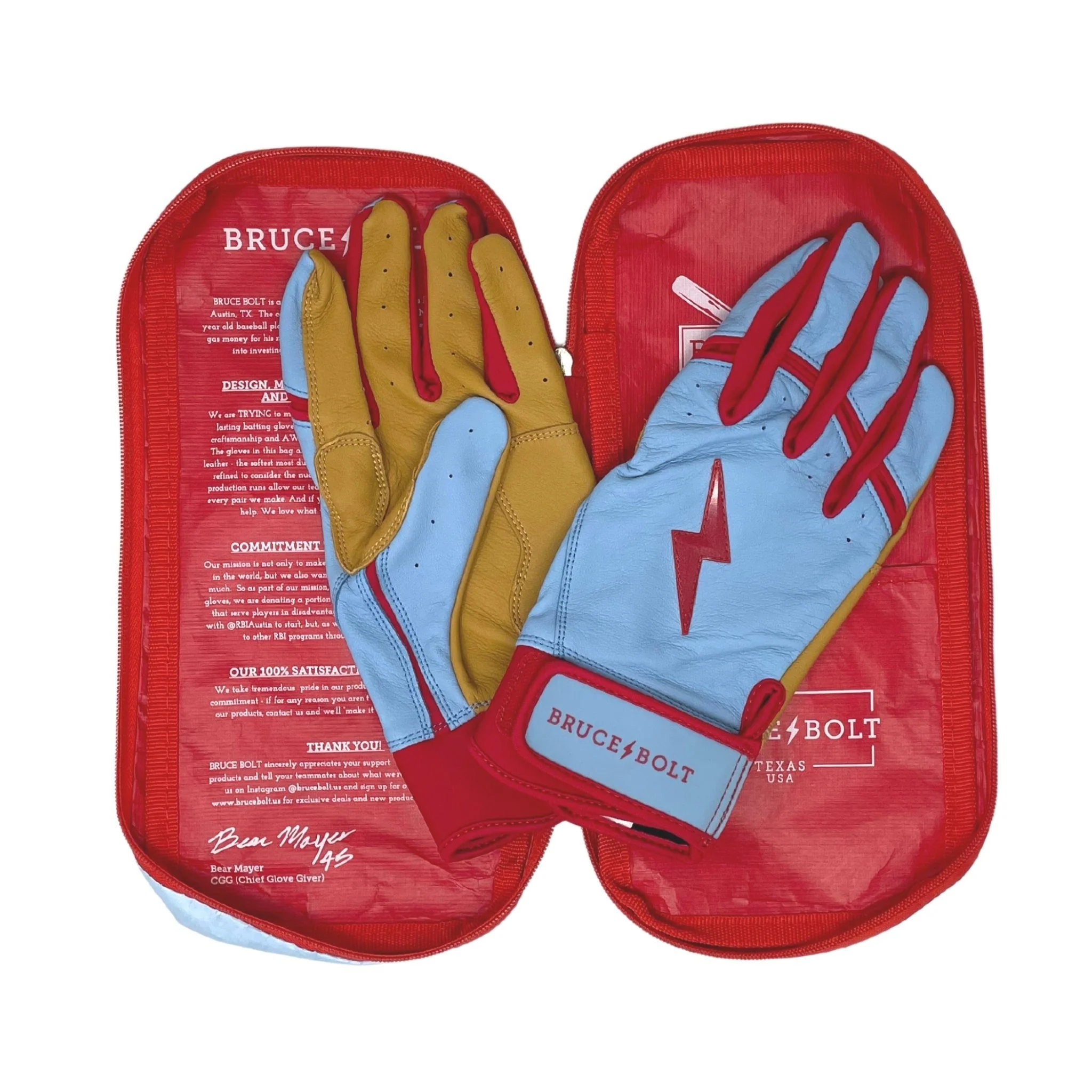 Harrison Bader Signature Series Short Cuff Batting Gloves - Baby Blue - Image 7