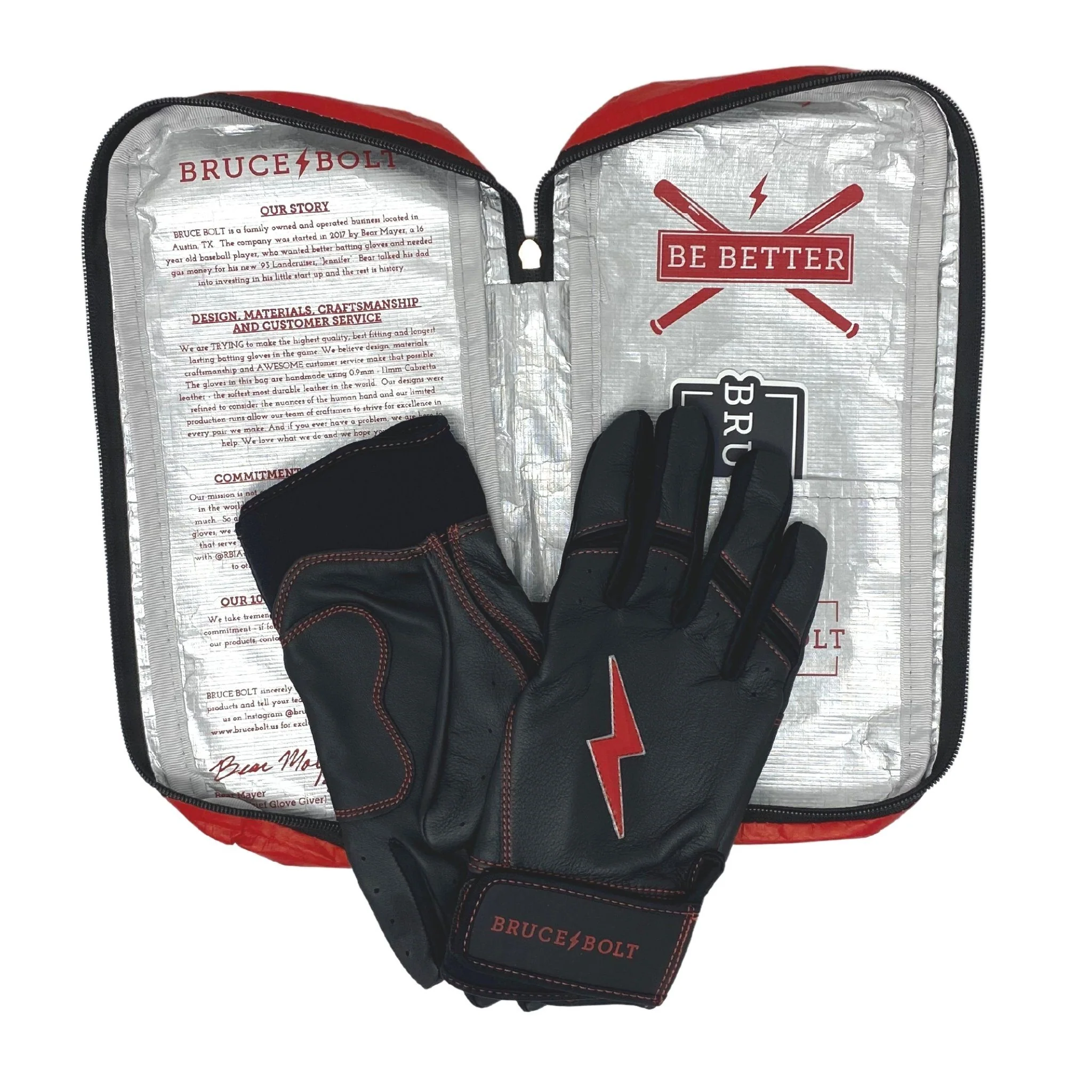 Bear Series Short Cuff Batting Gloves - Black - Image 7